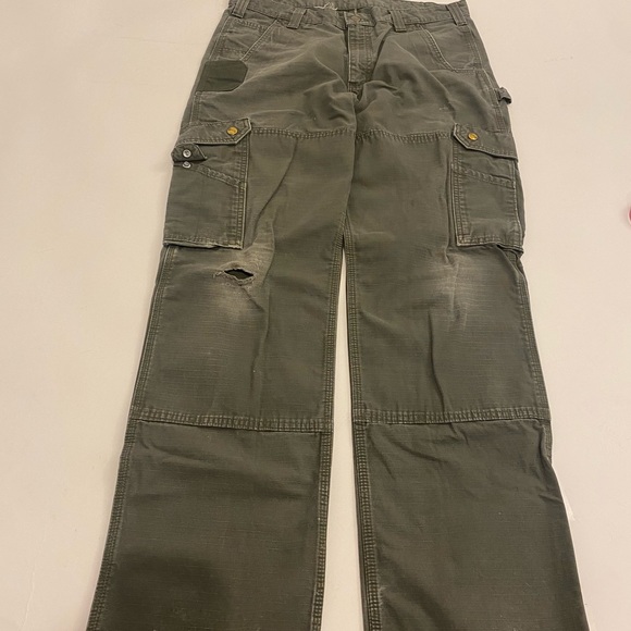 Carhartt Pants Mens Green Cargo Ripstop Cotton Workwear Pockets Carpenter. - Picture 11 of 13